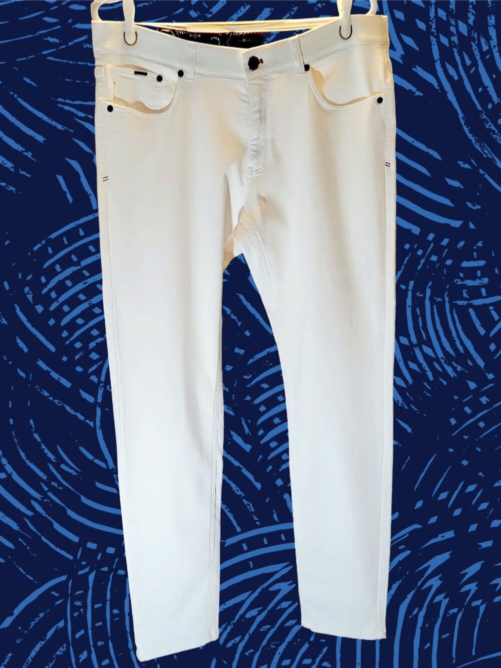 Au Noir designer | Men's Optic White Jeans  - Johnny Model |extensible | Size 34